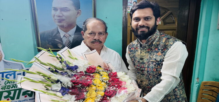 বরিশাল–৫ এ ধানের শীষের জয়, এডভোকেট মজিবুর রহমান সরোয়ারকে ছাত্রদল নেতা সাকিব আহমেদের ফুলেল শুভেচ্ছা
