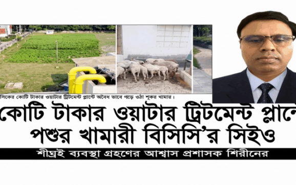 সরকারি পানির প্লান্টে ‘ব্যক্তিগত খামার’! বিসিসির সিইও’র ছত্রছায়ায় কোটি টাকার প্রকল্প দখল, জনস্বাস্থ্য হুমকিতে