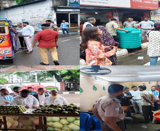 সদর রোডে বরিশাল সিটি কর্পোরেশনের মোবাইল কোর্ট, অবৈধ অটোরিকশা ও ফুটপাত দখলের বিরুদ্ধে অভিযান